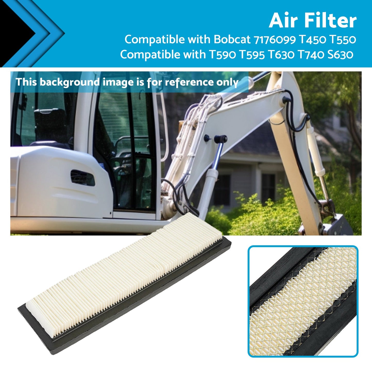 Air Filter Suitable For Bobcat 7176099 T450 T550 T590 T595 T630 T740 S630 S650.