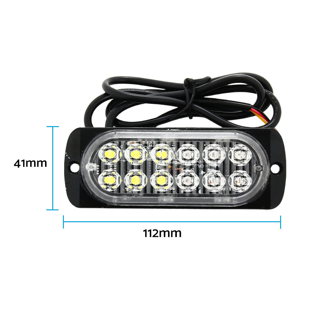 10x Amber & White LED Car Emergency Beacon Warning Strobe Lights Flashing Hazard