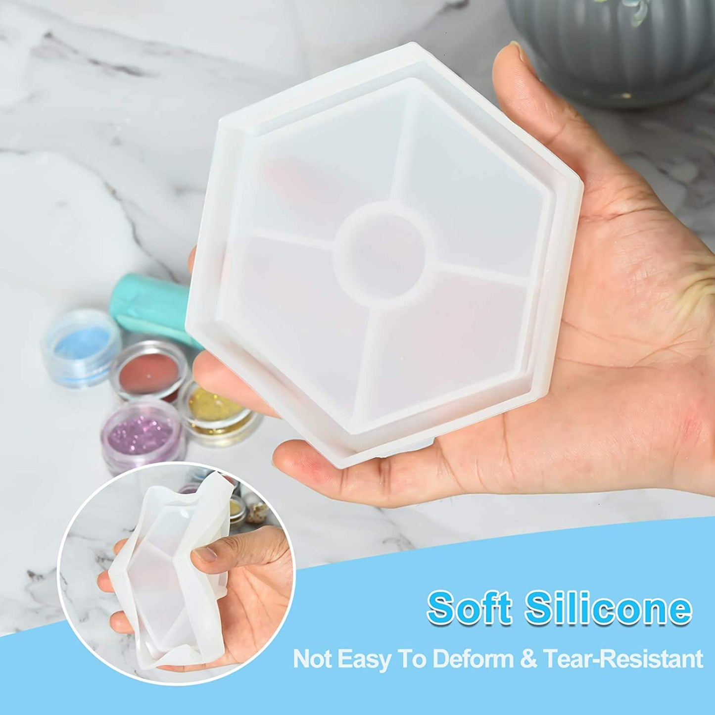 6x Coaster Resin Silicone Mold Suitable For Jewelry & Agate Making Craft Tool