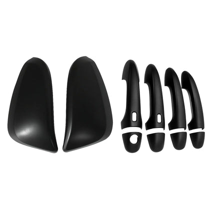 Black Mirror Covers & Door Handles Kit Suitable For Toyota Hilux 2015-2023