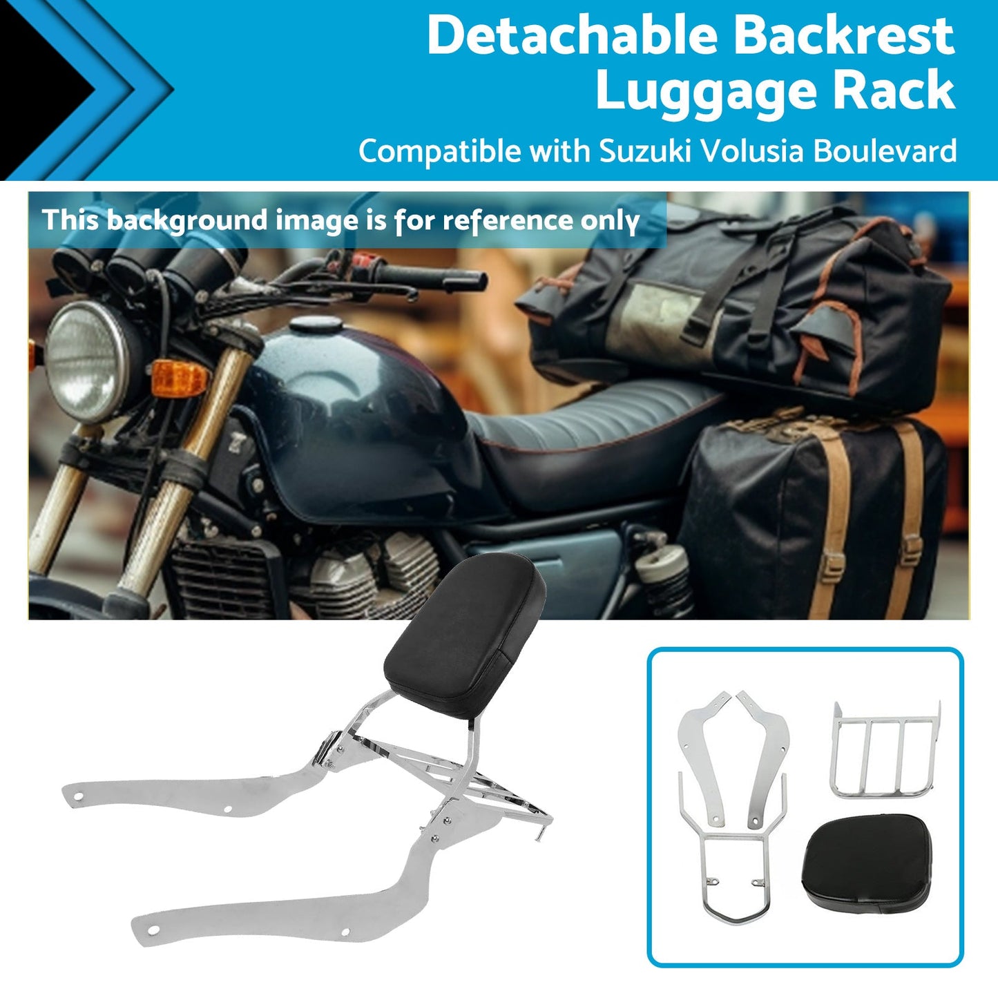 Backrest Sissy Bar W  Luggage Rack Suitable For Suzuki Boulevard C50 2005-2011.