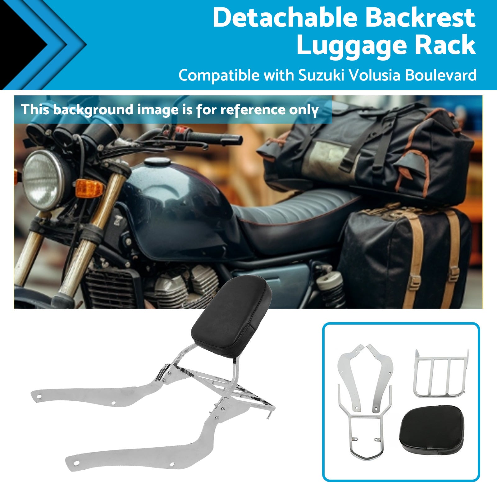 Backrest Sissy Bar W  Luggage Rack Suitable For Suzuki Boulevard C50 2005-2011.