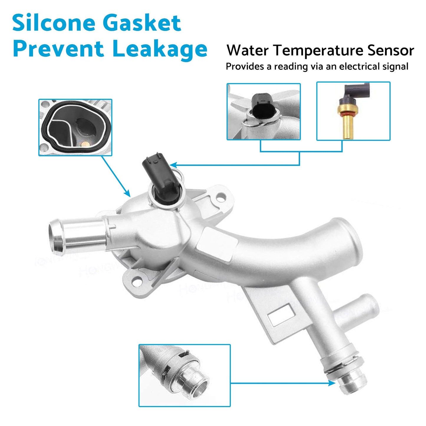 Water Outlet Thermostat Housing Aluminum Suitable for Chevy Cruze 1. 4L 11-18.