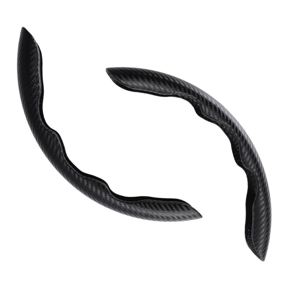 2x Black Carbon Fiber Steering Wheel Booster Non-Slip Cover Trim Accessories.