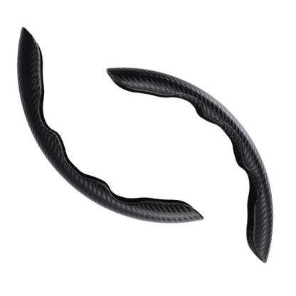 2x Black Carbon Fiber Steering Wheel Booster Non-Slip Cover Trim Accessories.