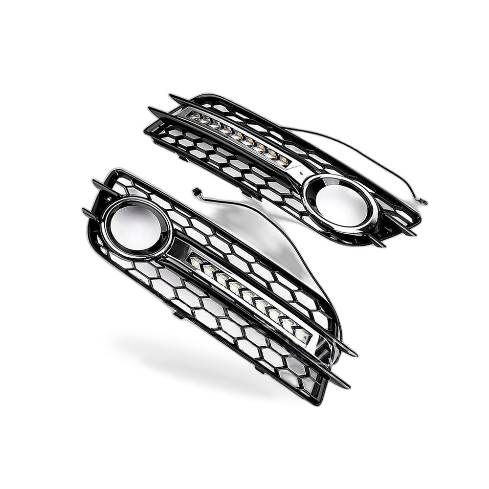 LED Flow Daytime Running Light Yellow Turn Signal Mesh Fog Light Frame for 09-11 - BD1