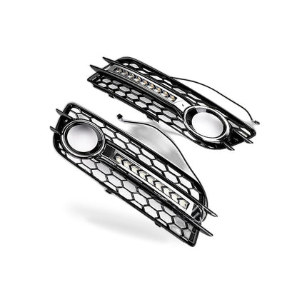 LED Flow Daytime Running Light Yellow Turn Signal Mesh Fog Light Frame for 09-11 - BD1