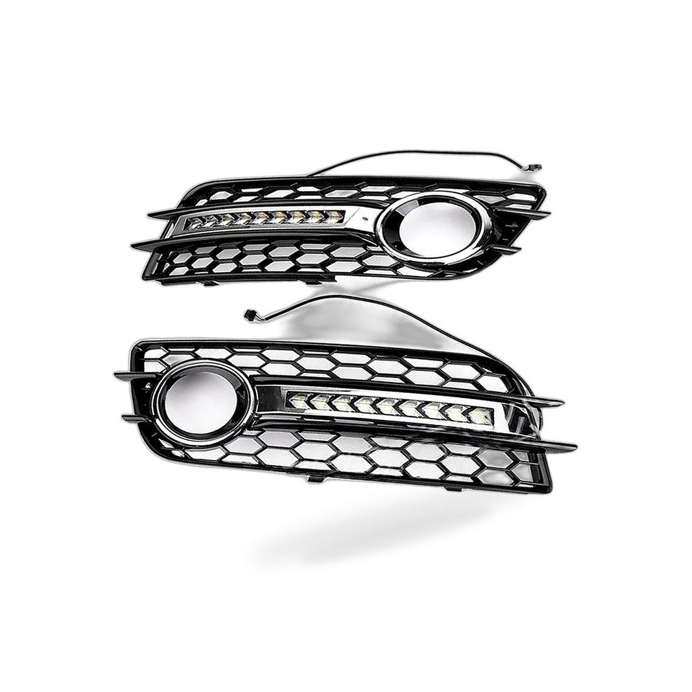 LED Flow Daytime Running Light Yellow Turn Signal Mesh Fog Light Frame for 09-11 - BD2