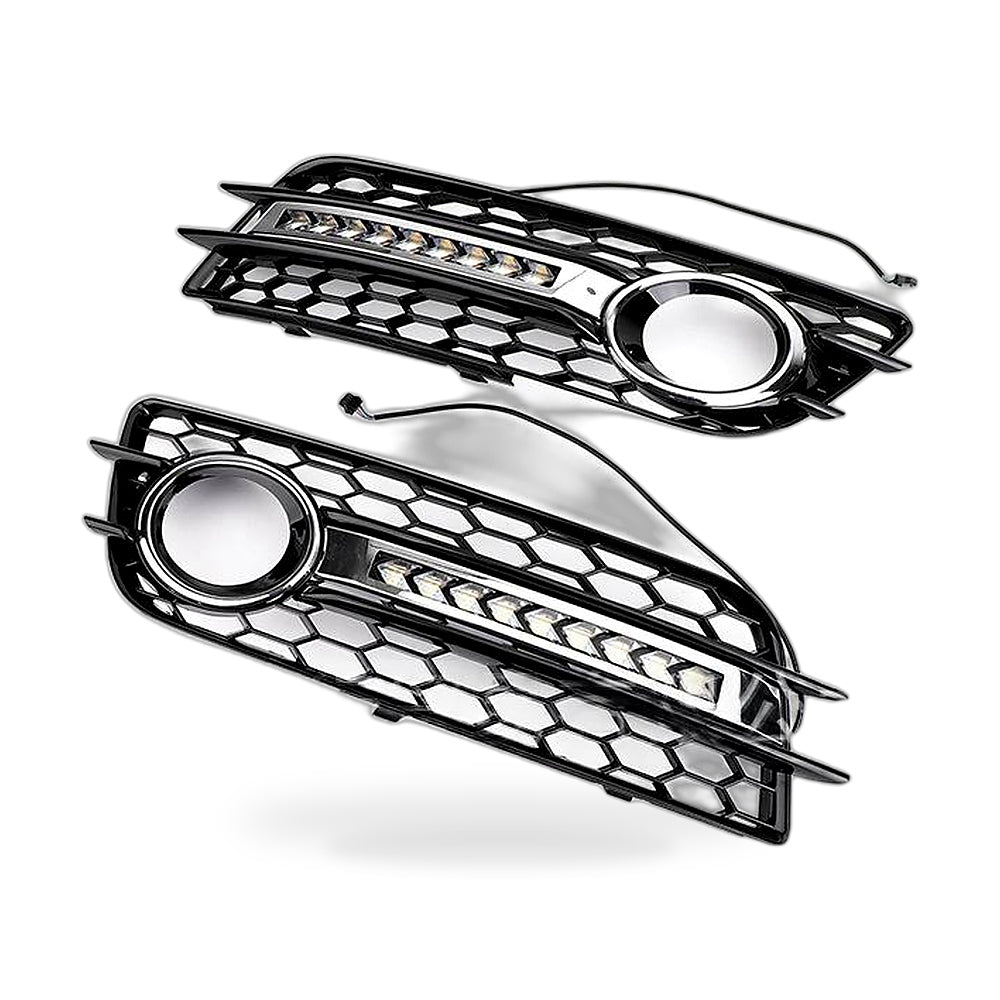LED Flow Daytime Running Light Yellow Turn Signal Mesh Fog Light Frame for 09-11 - ZT2