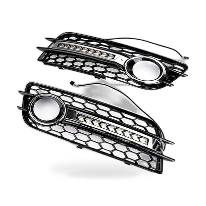 LED Flow Daytime Running Light Yellow Turn Signal Mesh Fog Light Frame for 09-11 - ZT2