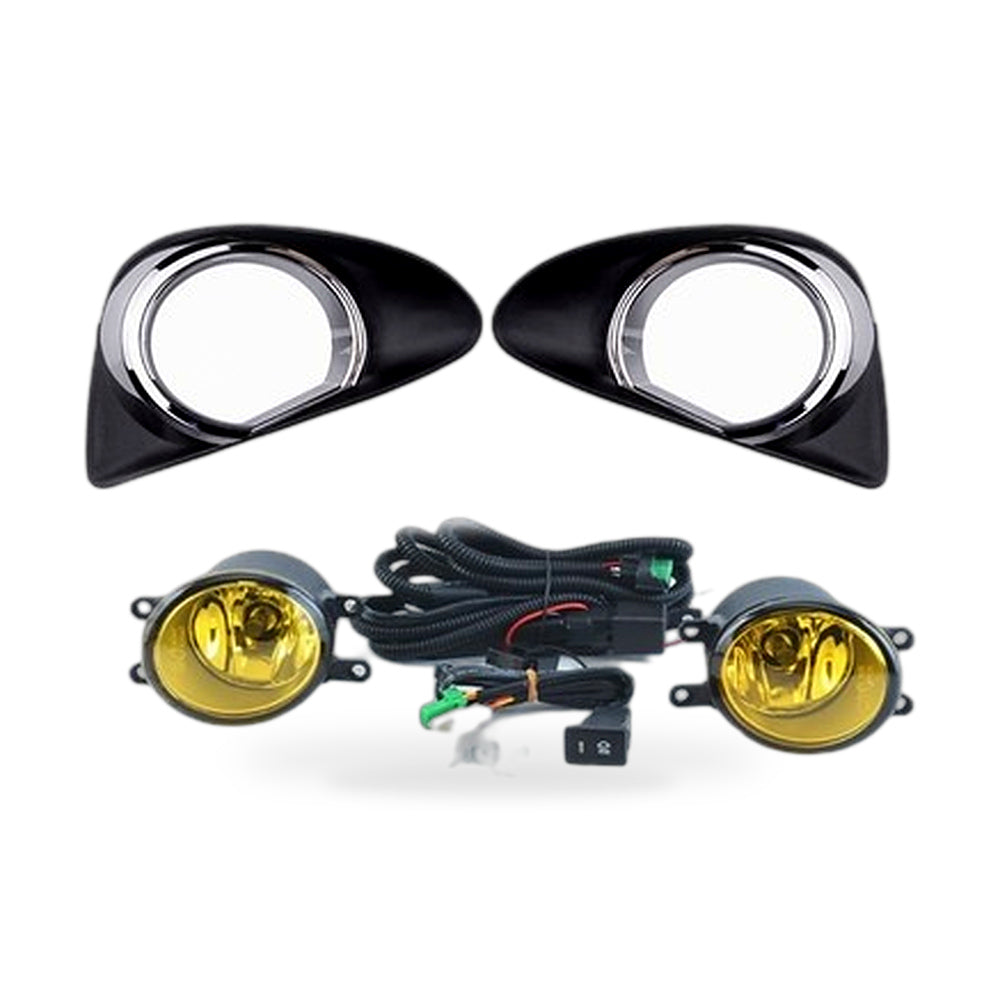 Fog Light Cover with LED DRL Suitable for Toyota Yaris Vios 2013-2014 Chrome - ZT2