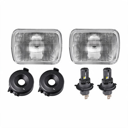 7" Square Head Lamp Set with H4 LED Globes Suitable for Jeep Wrangler CJ Ford - BD1