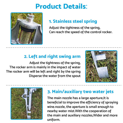 360° Angle Rotation Lawn Water Sprinkler Impact Spray Gun Suitable for Adjustabl