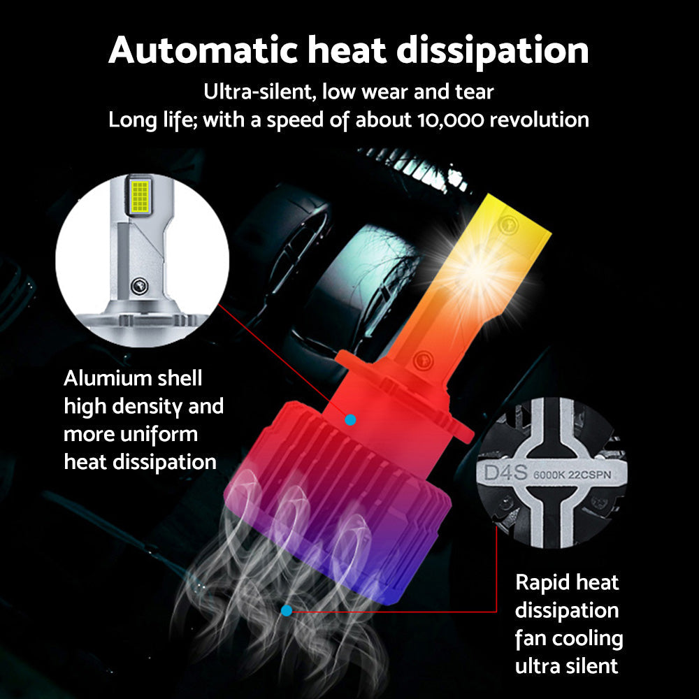 2PCS D4S LED Headlight Bulb Replace HID Xenon White 90W 6000K Conversion Kit.