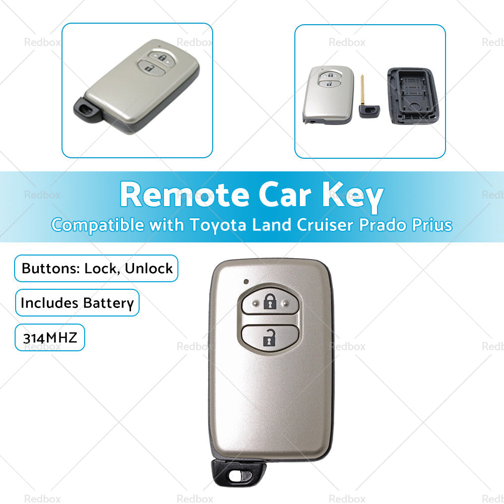 Complete Remote Car Key Suitable For Toyota Land Cruiser Prado 2 Buttons 314MHZ.