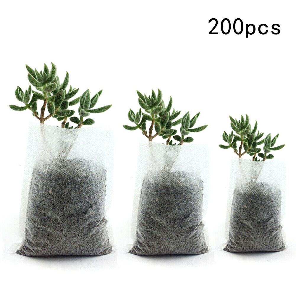 200x Non-Woven Biodegradable Grow Bags Suitable for Plant Nursery Seedling