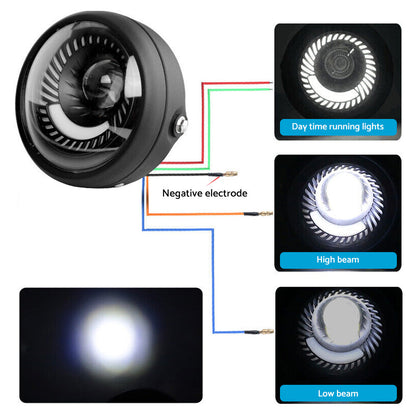 6.5-inch Motorcycle LED Headlight DRL Hi/Lo Suitable for Cafe Racer