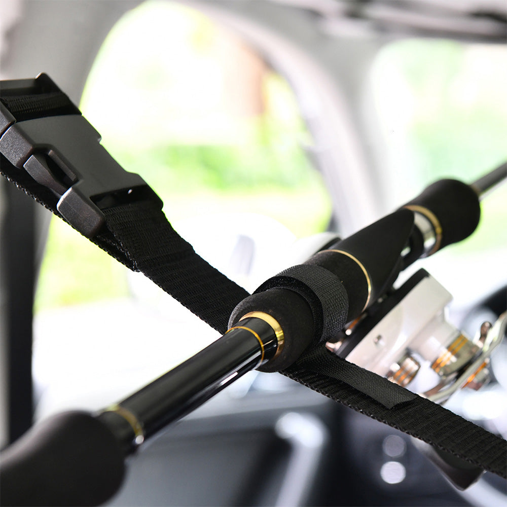 2pcs Car Fishing Rod Holder Mounted Storage Rack Vehicle Belt Strap Carrier.
