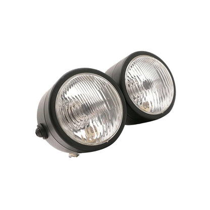 Black Twin Universal Headlight Dual Lamp Suitable For Motorcycle Street Fighter.