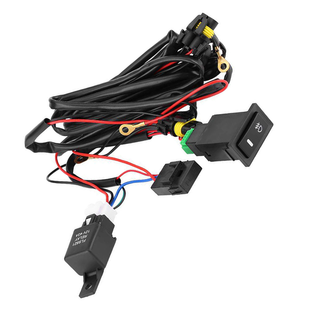 Harness Kit 12V Car LED Fog Light On Off Switch Wiring Harness Fuse Relay Kit.