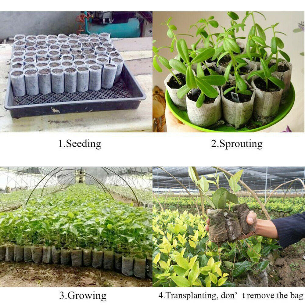 200x Non-Woven Biodegradable Grow Bags Suitable for Plant Nursery Seedling