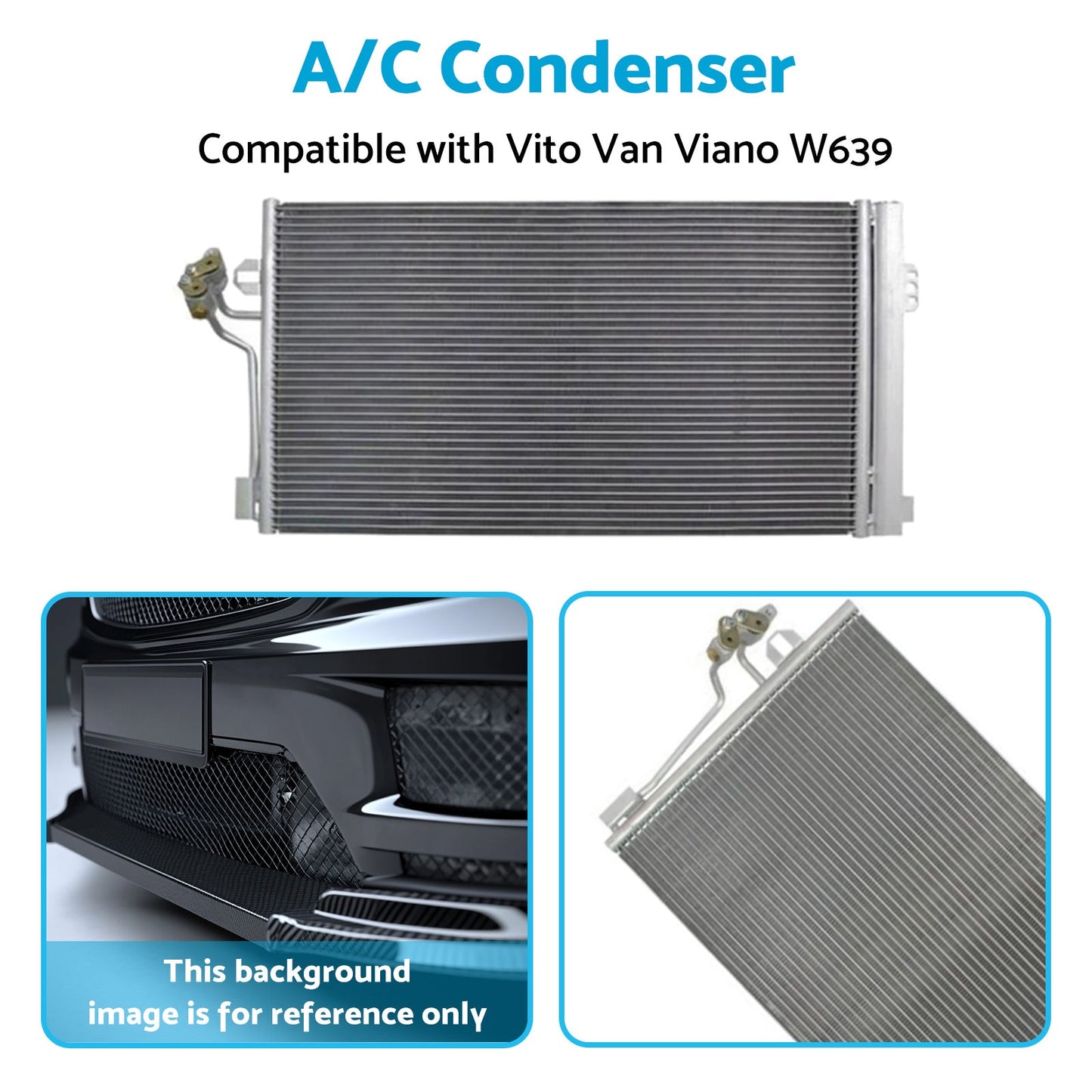 A/C Condenser Suitable For Mercedes-Benz Vito / Viano W639 390mm x 708mm x 16mm 6398350270