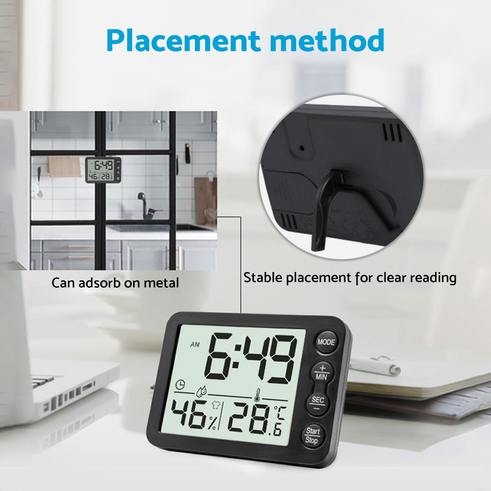 Small Mini Digital Clock with Temperature Display Suitable For Travel, LCD LED, Alarm, Battery Operated ¨C Black & White.