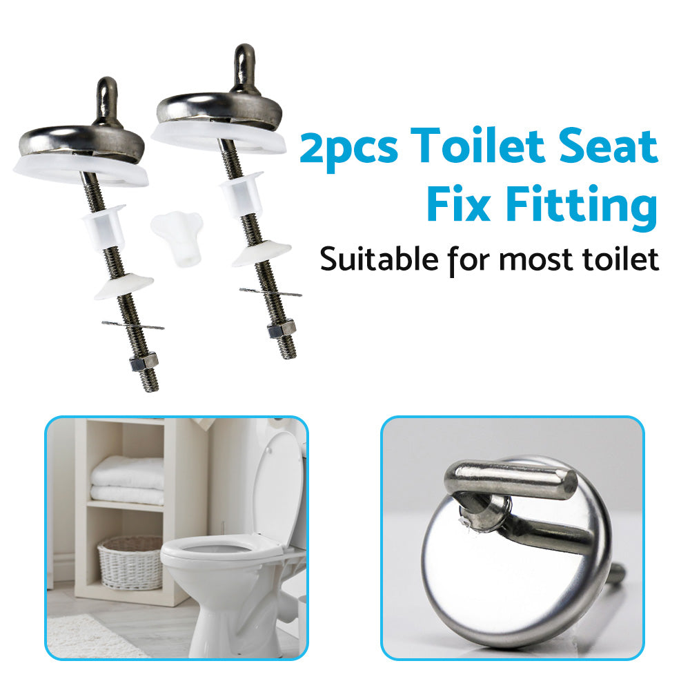 2PCS Toilet Seat Fix Fitting Stainless Back To Wall Replace Quick Release Hinges.