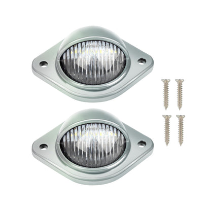 2x 12V LED Number Plate Lights Chrome Suitable For Car, Trailer, Truck, Caravan, Van & Boat