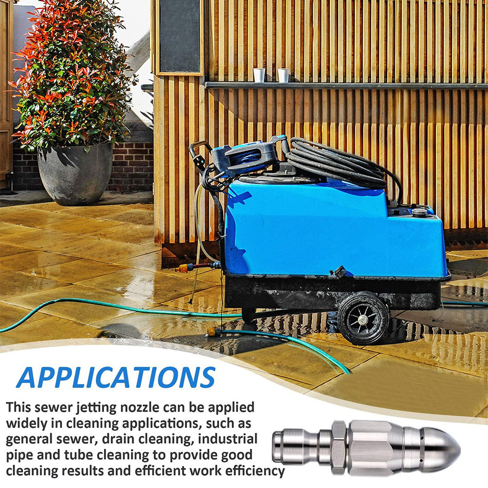 Stainless Steel Sewer Jetter Nozzle For Pressure Washer Suitable For 1" or 4" Drain Connection