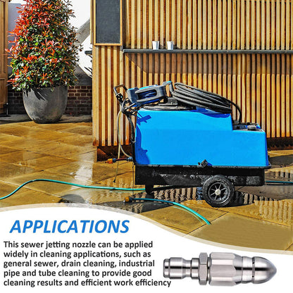 Stainless Steel Sewer Jetter Nozzle For Pressure Washer Suitable For 1" or 4" Drain Connection
