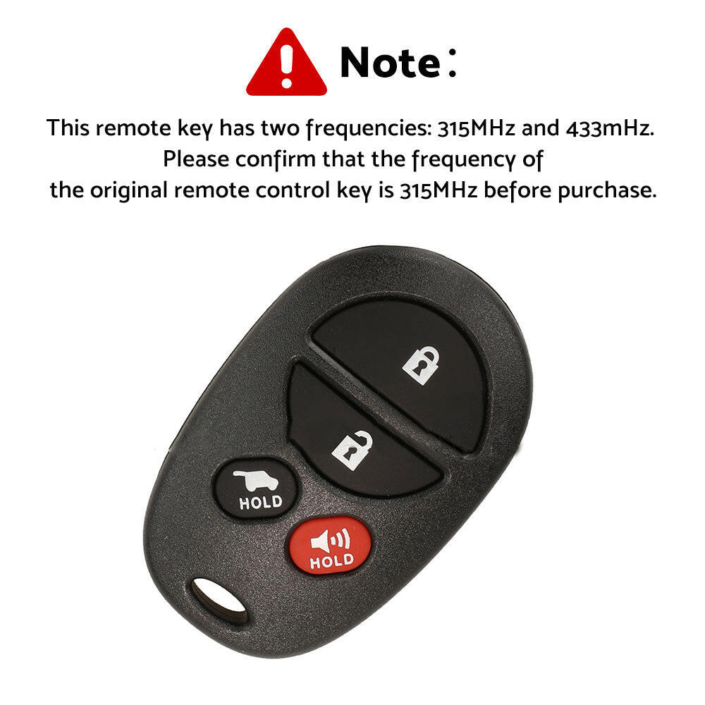 315 MHz Remote Car Key with Battery Suitable For Toyota Aurion Kluger 2006-2013.