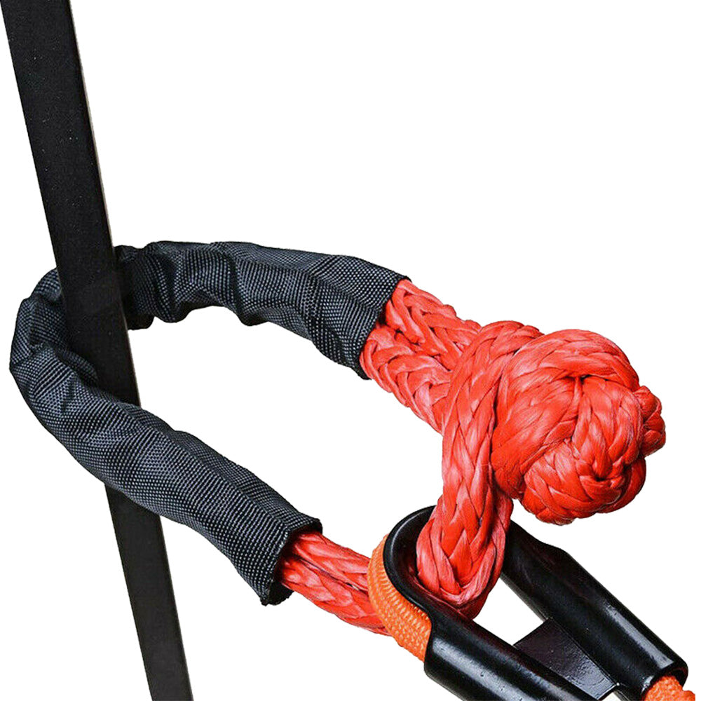 Recovery Pulley Kit Suitable For Winch Ropes 3/8 inch & 1/2 inch Soft Shackle Red & Black.