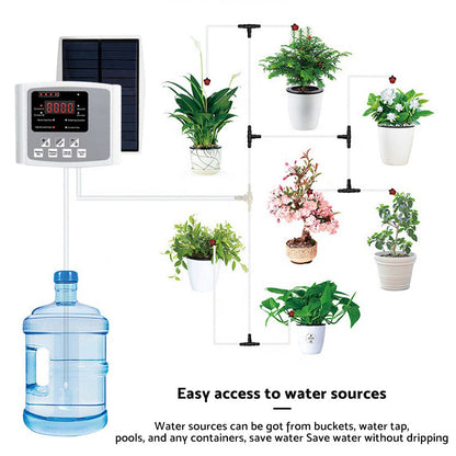 Smart Drip Self-Watering Irrigation Timer Kit 10M Solar-Powered Automatic Plant Watering System