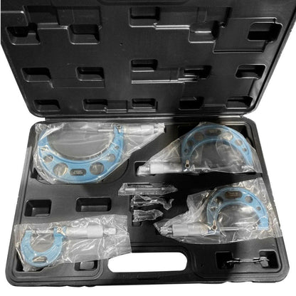 4x Outside Micrometer Set 0–100mm Carbide Tip Precision Measuring Tool 0.01mm Suitable For Machinist.