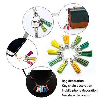 100PCS Key Chain Ring Tassels Pendants Bulk Leather Tassel Crafts Jewelry Making.