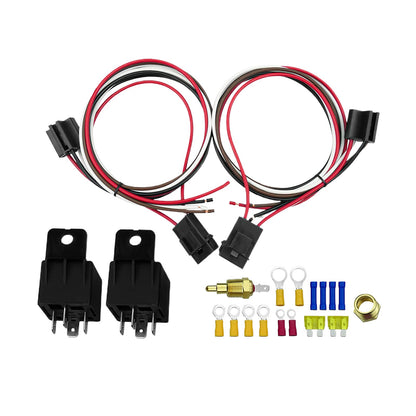 Dual Electric Fan Relay Sensor Kit with 12V Thermostat Switch 175-185¡«F 40Amp Suitable For Universal Cars