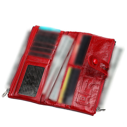 Leather Wallet Zip-Around Card Coin Holder Suitable for Unisex