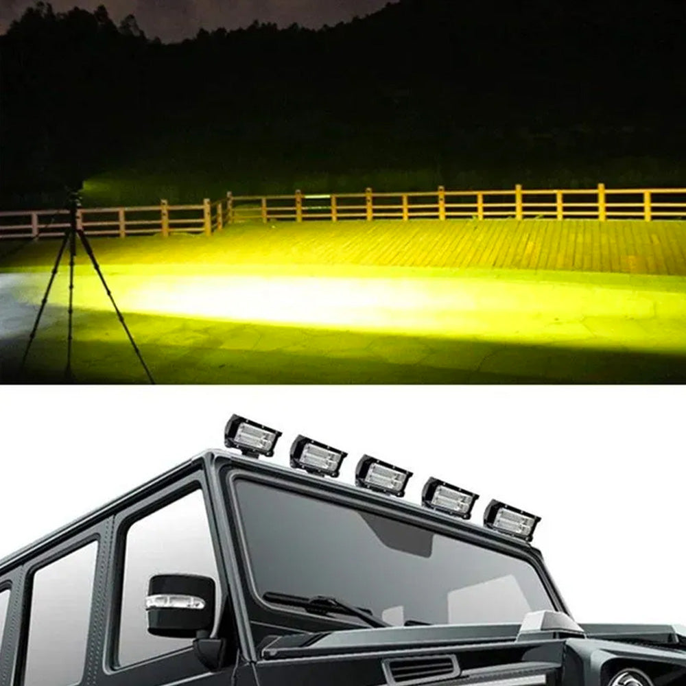 2x 5inch Flood LED Light Bar Offroad Work Driving Fog Lamp Yellow Cree Spread.