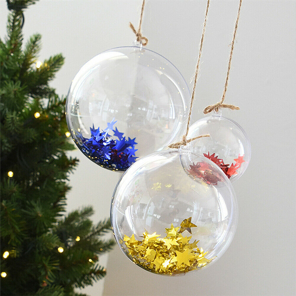 10pcs 8cm & 10cm Christmas Balls Xmas Tree Ornament Decorations Plastic Bubbles