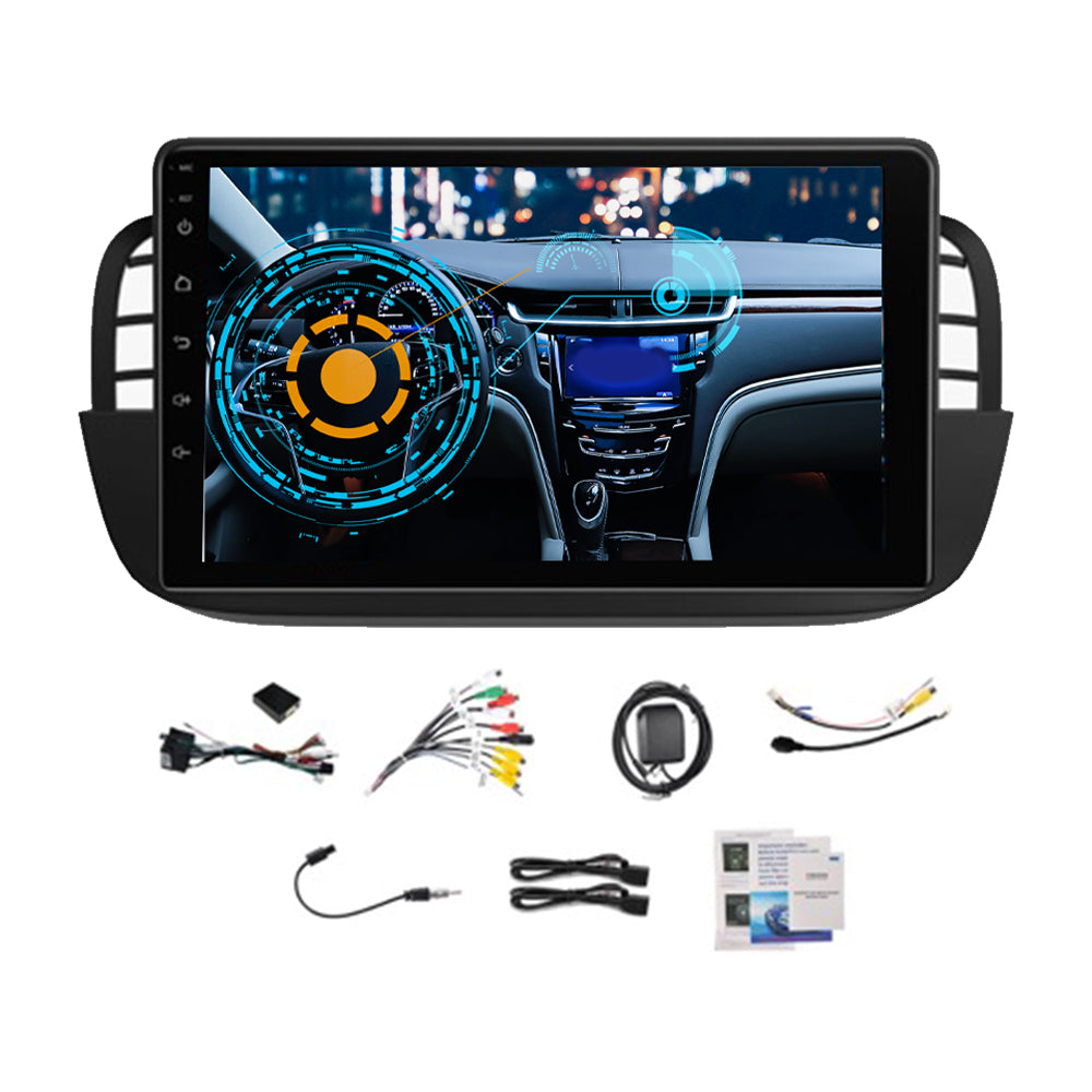 Android 15 Car Stereo 2+64GB Suitable for Fiat 500 2007–2015 CarPlay GPS WIFI.