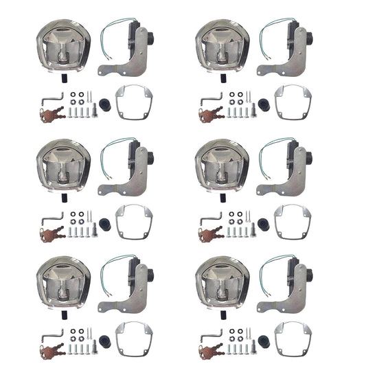 6x Chrome Power Operated Recessed Folding Whale Tail T-Lock Handle Set Suitable For Toolbox