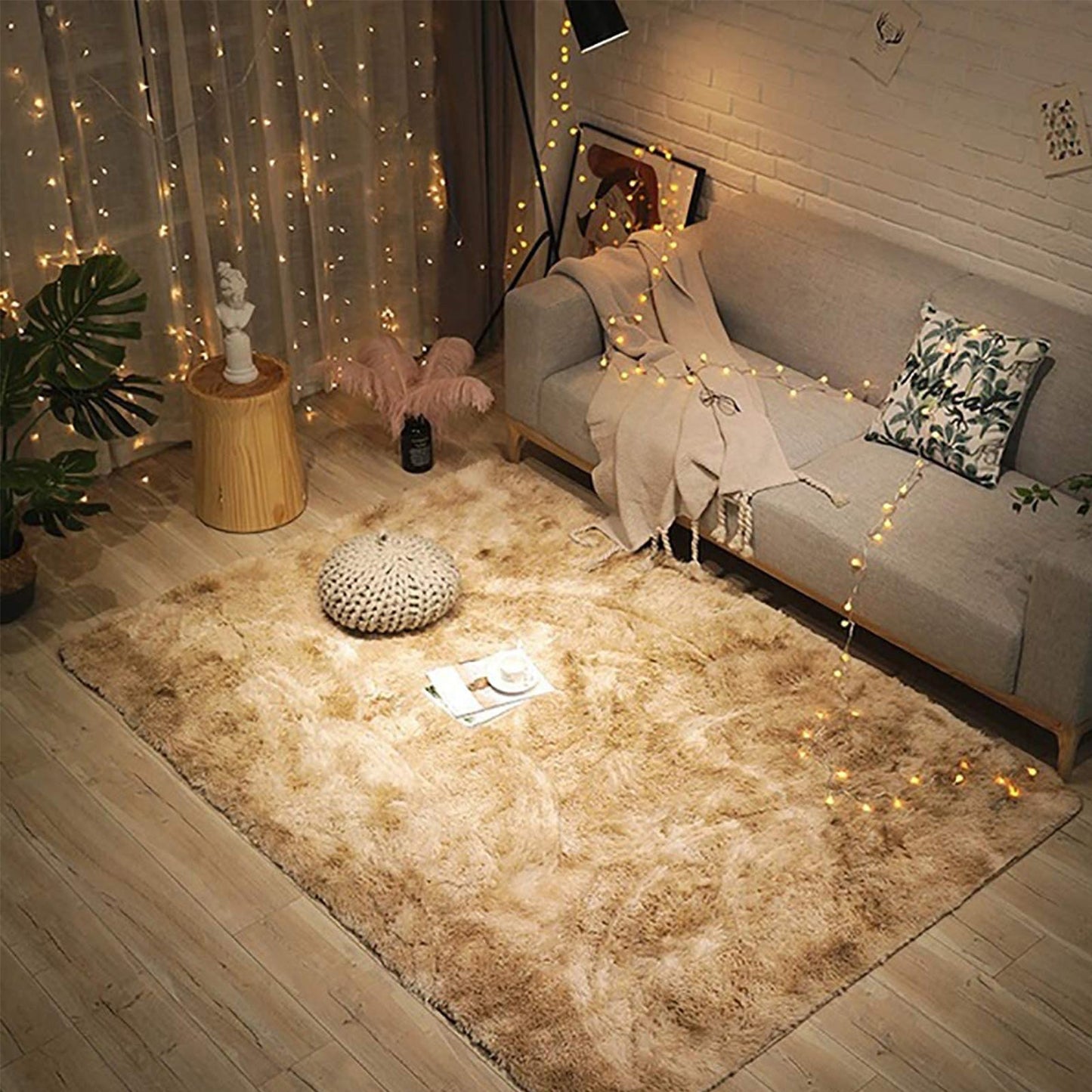 Polyester Carpet Floor Rug 200x250cm Light Camel Soft Non-Slip Mat Suitable For Homes & Offices