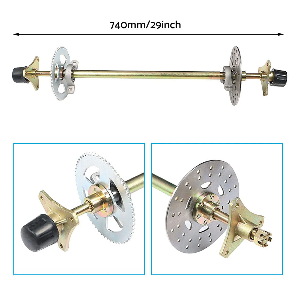 Rear Live Axle Kit With Chain, Hub Sprocket and Hub Brake Assembly Suitable For Drift Trike / Go-Kart