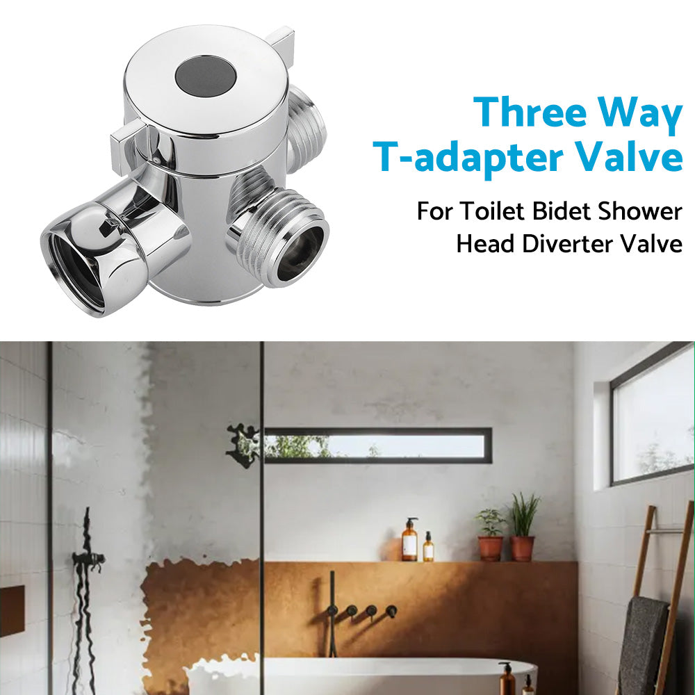 1 2 in Three Way T-adapter Valve For Toilet Bidet Shower Head Diverter Valve.