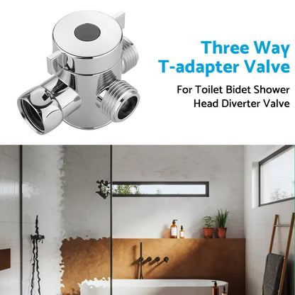 1 2 in Three Way T-adapter Valve For Toilet Bidet Shower Head Diverter Valve.