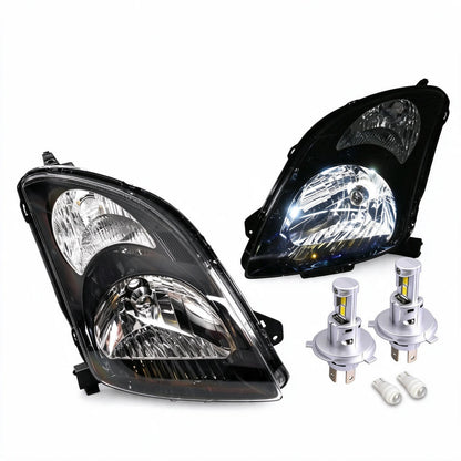 Headlight Assembly Set Black Housing with LED Globes Suitable for LH RH Front - BD2
