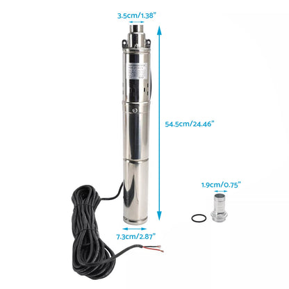 3in 48V 750W Deep Well Solar Submersible Bore Hole Water Pump With 15M Line.