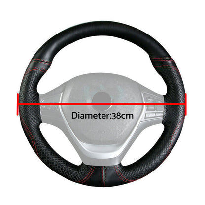 Premium Leather DIY Steering Wheel Cover Suitable For Car – 38cm Auto Protection With Needle
