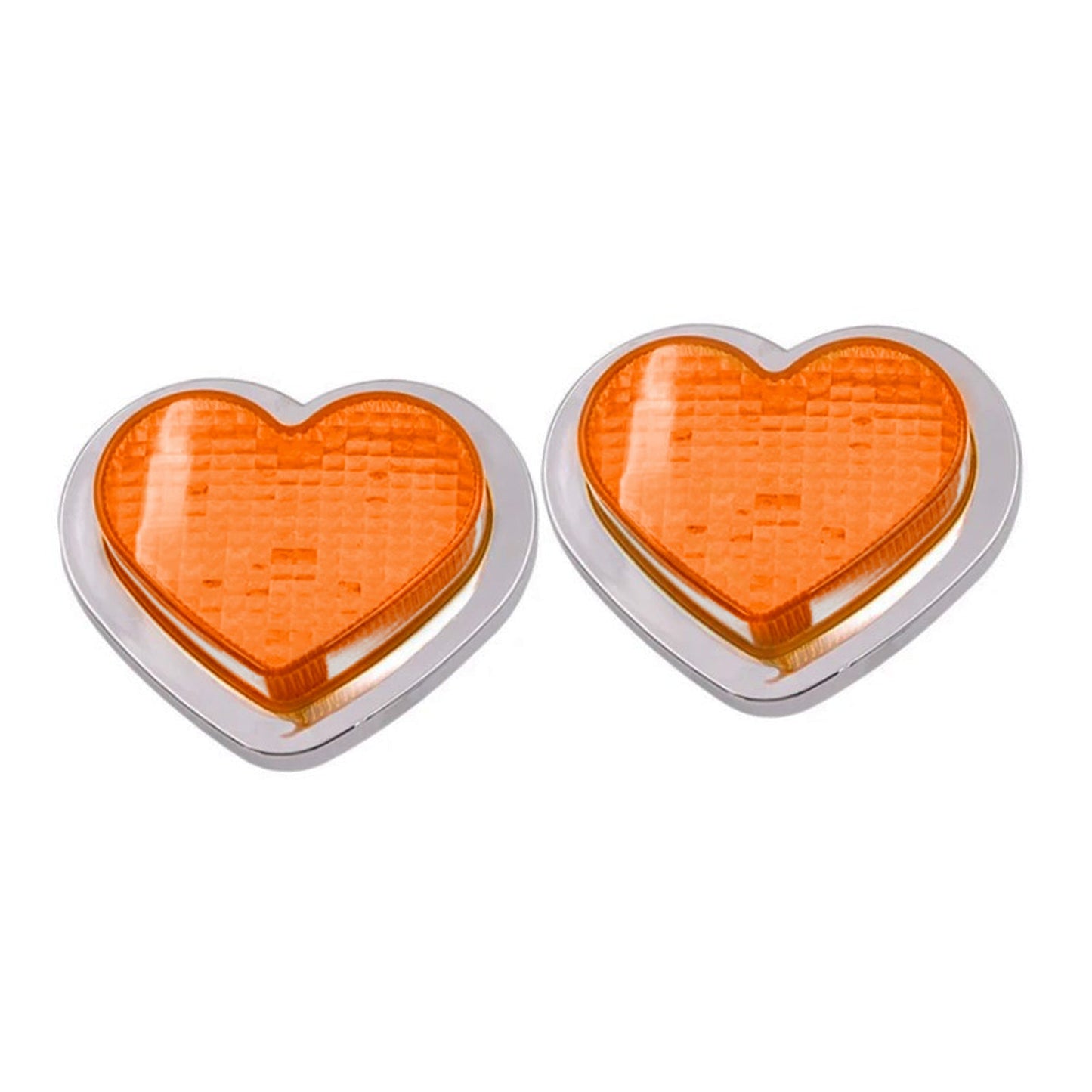 Heart Pair 12V LED Side Marker Indicators Clear Flash Amber.